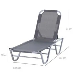 Outsunny Reclining Sun Lounger - Grey - 84B-386SR -OUTSUNNY Sales Shop o u outsunny 84b 386sr dimensions