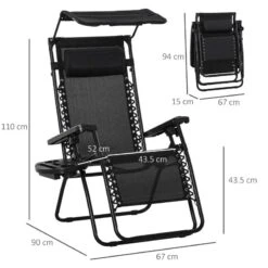 Outsunny Reclining Sun Lounger With Sun Shade - Black - 84B-388BK 10 Outsunny Reclining Sun Lounger With Sun Shade - Black - 84B-388BK -OUTSUNNY Sales Shop o u outsunny 84b 388bk dimensions