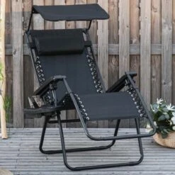 Outsunny Reclining Sun Lounger With Sun Shade - Black - 84B-388BK 15 Outsunny Reclining Sun Lounger With Sun Shade - Black - 84B-388BK -OUTSUNNY Sales Shop o u outsunny 84b 388bk lifestyle