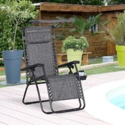 Outsunny Reclining Sun Lounger With Sun Shade - Grey - 84B-388CG -OUTSUNNY Sales Shop o u outsunny 84b 388cg lifestyle