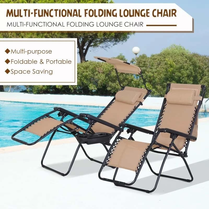 Outsunny Reclining Sun Lounger With Sun Shade - Beige - 84B-388CW 5 Outsunny Reclining Sun Lounger With Sun Shade - Beige - 84B-388CW - Image 5