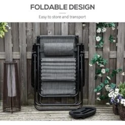 Outsunny Reclining Sun Lounger With Sun Shade - Grey - 84B-388V70LG -OUTSUNNY Sales Shop o u outsunny 84b 388v70lg 4