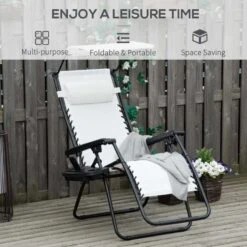 Outsunny Reclining Sun Lounger With Sun Shade - White - 84B-388V70WT 12 Outsunny Reclining Sun Lounger With Sun Shade - White - 84B-388V70WT -OUTSUNNY Sales Shop o u outsunny 84b 388v70wt 2