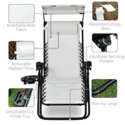 Outsunny Reclining Sun Lounger With Sun Shade - White - 84B-388V70WT 13 Outsunny Reclining Sun Lounger With Sun Shade - White - 84B-388V70WT -OUTSUNNY Sales Shop o u outsunny 84b 388v70wt 3