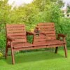 Outsunny Fir Wood Convertible 2 To 3 Seater Outdoor Garden Bench Wood Tone - 84B-395