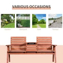 Outsunny Fir Wood Convertible 2 To 3 Seater Outdoor Garden Bench Wood Tone - 84B-395 -OUTSUNNY Sales Shop o u outsunny 84b 395 4