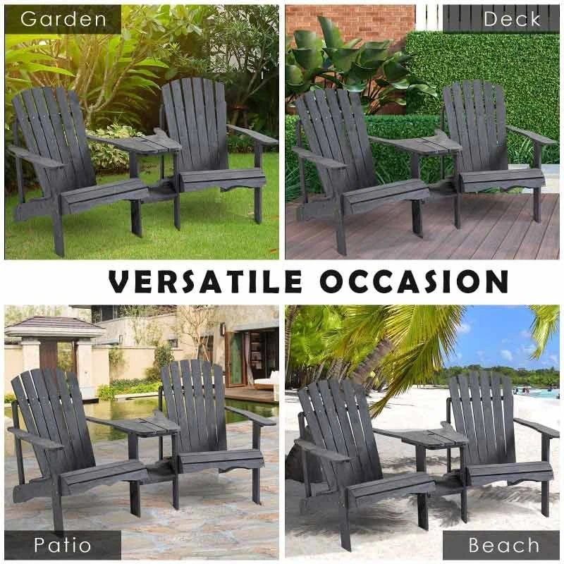 Outsunny 2-Seater Garden Bench With Table - Grey - 84B-396CG 8 Outsunny 2-Seater Garden Bench With Table - Grey - 84B-396CG - Image 8