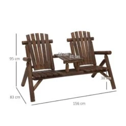 Outsunny Wooden Chair Garden Bench 2 Seats With Table - 84B-398 -OUTSUNNY Sales Shop o u outsunny 84b 398 dimensions