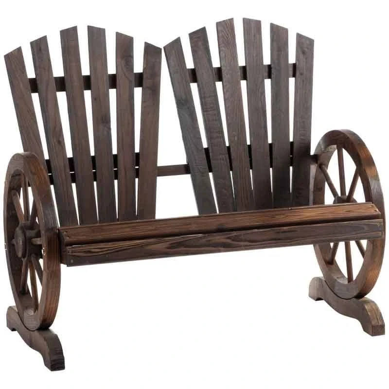 Outsunny 2-Seater Wheel Wooden Garden Bench - 84B-406 2 Outsunny 2-Seater Wheel Wooden Garden Bench - 84B-406 - Image 2