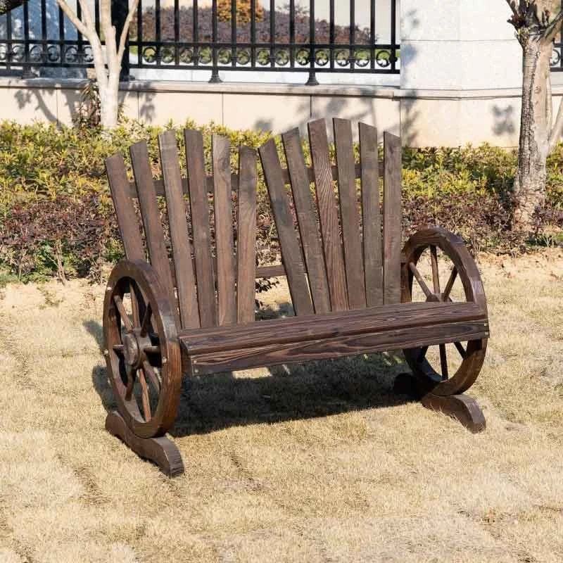 Outsunny 2-Seater Wheel Wooden Garden Bench - 84B-406 1 Outsunny 2-Seater Wheel Wooden Garden Bench - 84B-406