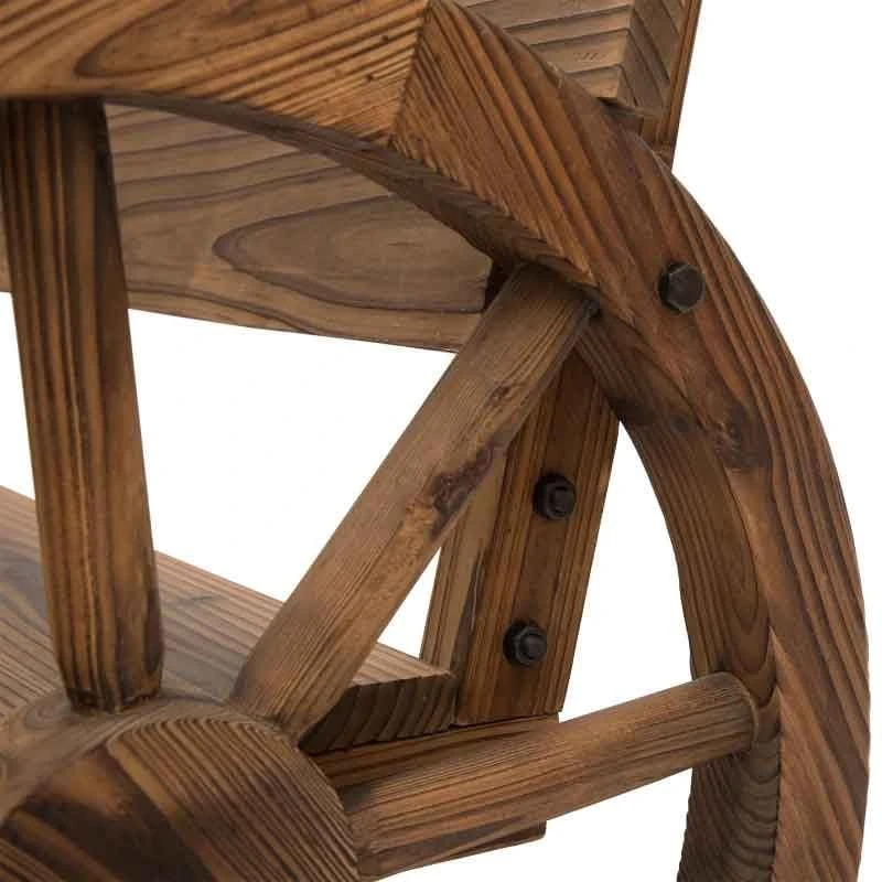 Outsunny Wooden Wagon Wheel Garden Bench - Brown - 84B-408 9 Outsunny Wooden Wagon Wheel Garden Bench - Brown - 84B-408 - Image 9