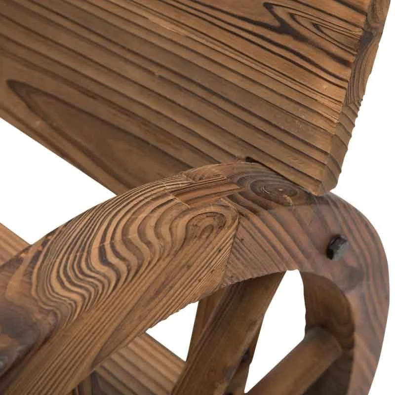 Outsunny Wooden Wagon Wheel Garden Bench - Brown - 84B-408 10 Outsunny Wooden Wagon Wheel Garden Bench - Brown - 84B-408 - Image 10
