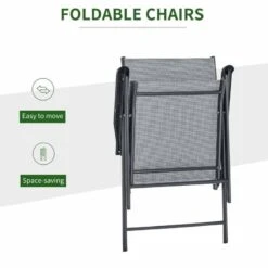 Outsunny 5 Piece Classic Outdoor Dining Set Folding Chairs & With Coffee Table - Black And Grey - 84B-425 -OUTSUNNY Sales Shop o u outsunny 84b 425 foldable