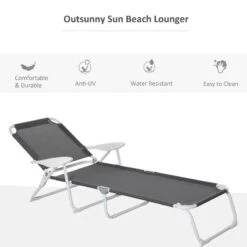 Outsunny Reclining Sun Lounger - Grey - 84B-438CG 11 Outsunny Reclining Sun Lounger - Grey - 84B-438CG -OUTSUNNY Sales Shop o u outsunny 84b 438cg 2