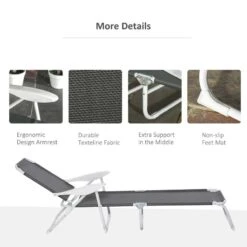 Outsunny Reclining Sun Lounger - Grey - 84B-438CG 12 Outsunny Reclining Sun Lounger - Grey - 84B-438CG -OUTSUNNY Sales Shop o u outsunny 84b 438cg 3