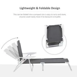 Outsunny Reclining Sun Lounger - Grey - 84B-438CG 13 Outsunny Reclining Sun Lounger - Grey - 84B-438CG -OUTSUNNY Sales Shop o u outsunny 84b 438cg 4