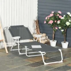 Outsunny Reclining Sun Lounger - Grey - 84B-438CG 15 Outsunny Reclining Sun Lounger - Grey - 84B-438CG -OUTSUNNY Sales Shop o u outsunny 84b 438cg lifestyle