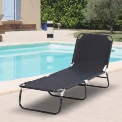Outsunny Reclining Sun Lounger - Black - 84B-442BK -OUTSUNNY Sales Shop o u outsunny 84b 442bk lifestyle