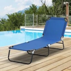 Outsunny Reclining Sun Lounger - Blue - 84B-442BU
