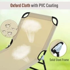 Outsunny Reclining Sun Lounger - Beige - 84B-442CW -OUTSUNNY Sales Shop o u outsunny 84b 442cw 3