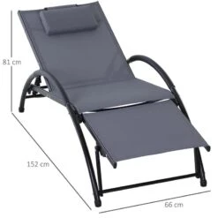 Outsunny Reclining Sun Lounger With Pillow - Grey - 84B-447V70GY 11 Outsunny Reclining Sun Lounger With Pillow - Grey - 84B-447V70GY -OUTSUNNY Sales Shop o u outsunny 84b 447v70gy dimensions