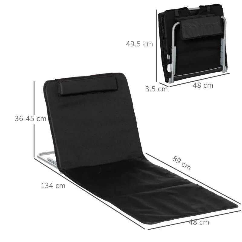 Outsunny 2-Piece Folding Beach Mats - Black - 84B-455BK 3 Outsunny 2-Piece Folding Beach Mats - Black - 84B-455BK - Image 3