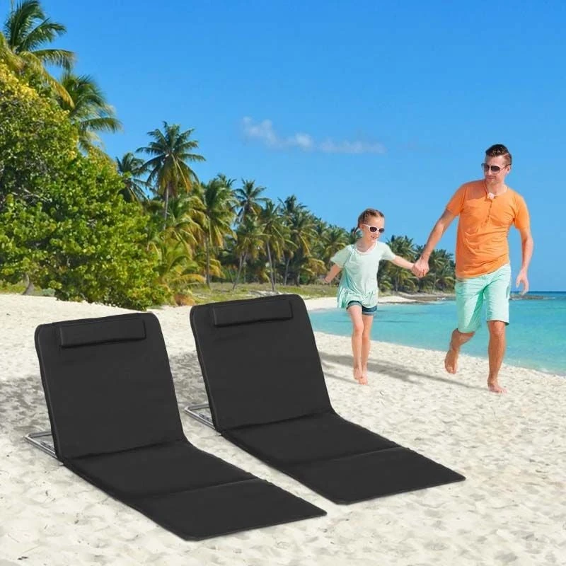Outsunny 2-Piece Folding Beach Mats - Black - 84B-455BK 9 Outsunny 2-Piece Folding Beach Mats - Black - 84B-455BK - Image 9