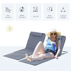 Outsunny 2-Piece Folding Beach Mats - Grey - 84B-455V70 11 Outsunny 2-Piece Folding Beach Mats - Grey - 84B-455V70 -OUTSUNNY Sales Shop o u outsunny 84b 455v70 2