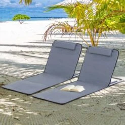 Outsunny 2-Piece Folding Beach Mats - Grey - 84B-455V70