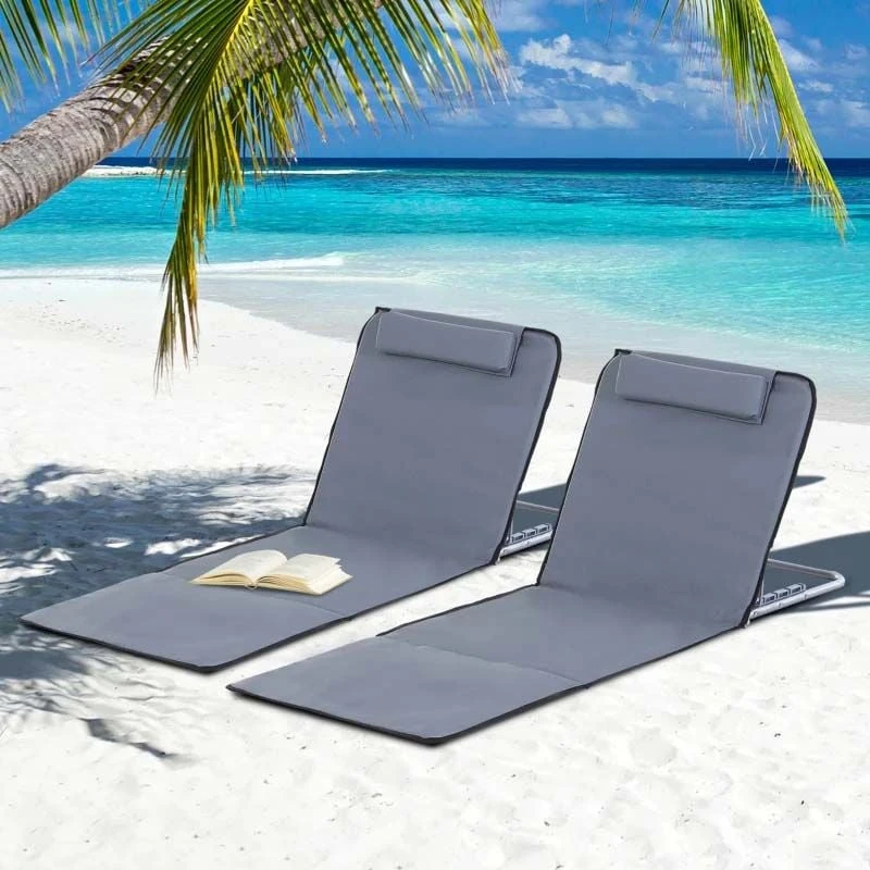 Outsunny 2-Piece Folding Beach Mats - Grey - 84B-455V70 8 Outsunny 2-Piece Folding Beach Mats - Grey - 84B-455V70 - Image 8