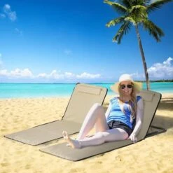 Outsunny 2 Piece Beach Mats With Bag - Beige - 84B-455V70BG