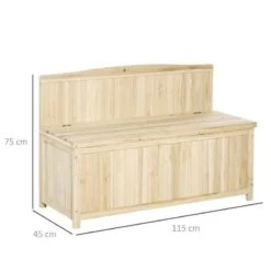 Outsunny Wooden Storage Garden Bench - Natural - 84B-460 -OUTSUNNY Sales Shop o u outsunny 84b 460 dimensions