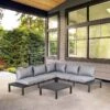 Outsunny 4 Piece L-shape Garden Furniture Set - Black/Grey - 84B-474 -OUTSUNNY Sales Shop o u outsunny 84b 474
