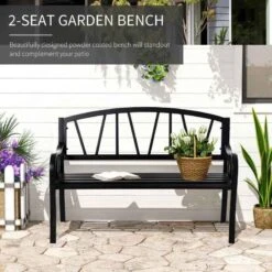 Outsunny 2 Seater Metal Garden Bench - Black - 84B-478 -OUTSUNNY Sales Shop o u outsunny 84b 478 2