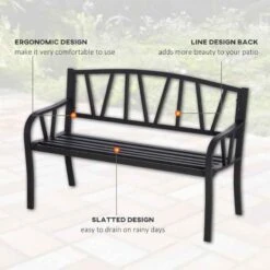 Outsunny 2 Seater Metal Garden Bench - Black - 84B-478 -OUTSUNNY Sales Shop o u outsunny 84b 478 3