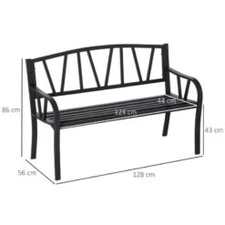 Outsunny 2 Seater Metal Garden Bench - Black - 84B-478 -OUTSUNNY Sales Shop o u outsunny 84b 478 dimensions