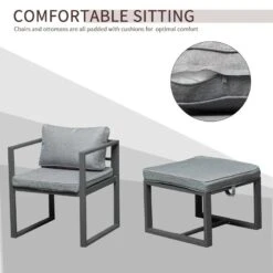Outsunny 9 Piece Patio Dining Sets With Ottoman Table - Dark Grey - 84B-479V70 -OUTSUNNY Sales Shop o u outsunny 84b 479v70 comfort