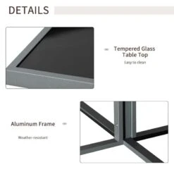 Outsunny 9 Piece Patio Dining Sets With Ottoman Table - Dark Grey - 84B-479V70 -OUTSUNNY Sales Shop o u outsunny 84b 479v70 details