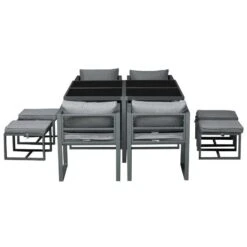 Outsunny 9 Piece Patio Dining Sets With Ottoman Table - Dark Grey - 84B-479V70 -OUTSUNNY Sales Shop o u outsunny 84b 479v70 full set2