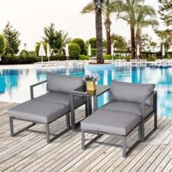 Outsunny 5 Piece Sun Lounger Set With Cushions - Grey - 84B-482 -OUTSUNNY Sales Shop o u outsunny 84b 482 lifestyle
