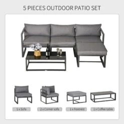 Outsunny 5 Piece Garden Furniture Set - Grey - 84B-483 -OUTSUNNY Sales Shop o u outsunny 84b 483 2