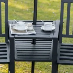 Outsunny 2 Seat Garden Chair Bench With Coffee Table - Metal - Black - 84B-494V01 -OUTSUNNY Sales Shop o u outsunny 84b 494v01 6