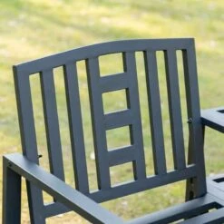Outsunny 2 Seat Garden Chair Bench With Coffee Table - Metal - Black - 84B-494V01 -OUTSUNNY Sales Shop o u outsunny 84b 494v01 7