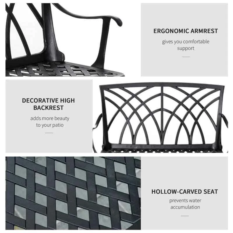 Outsunny 2-Seater Aluminium Garden Bench - 84B-503 5 Outsunny 2-Seater Aluminium Garden Bench - 84B-503 - Image 5