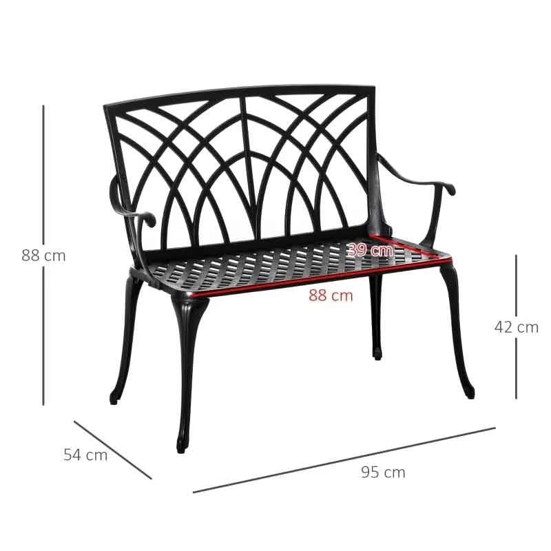 Outsunny 2-Seater Aluminium Garden Bench - 84B-503 3 Outsunny 2-Seater Aluminium Garden Bench - 84B-503 - Image 3