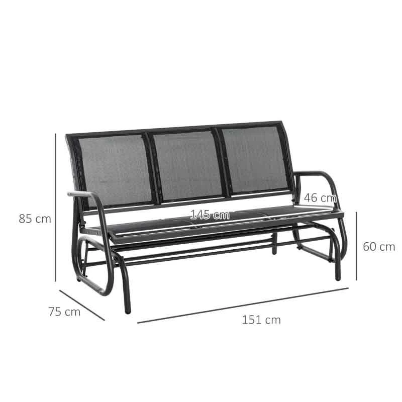 Outsunny 3-Seat Glider Rocking Garden Bench For 3 People - Texteline - 84B-531 3 Outsunny 3-Seat Glider Rocking Garden Bench For 3 People - Texteline - 84B-531 - Image 3