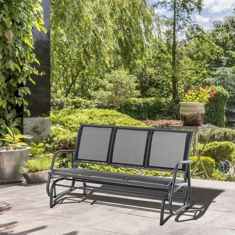 Outsunny 3-Seat Glider Rocking Garden Bench For 3 People - Texteline - 84B-531 1 Outsunny 3-Seat Glider Rocking Garden Bench For 3 People - Texteline - 84B-531