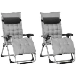 Outsunny 2-Piece Reclining Sun Lounger Set - Grey - 84B-536V70LG -OUTSUNNY Sales Shop o u outsunny 84b 536v70lg 1