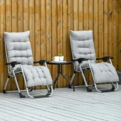 Outsunny 2-Piece Reclining Sun Lounger Set - Grey - 84B-536V70LG -OUTSUNNY Sales Shop o u outsunny 84b 536v70lg lifestyle