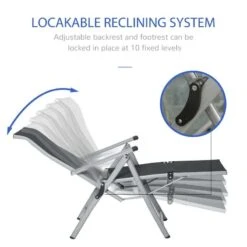 Outsunny Reclining Sun Lounger Chair - Black - 84B-537BK -OUTSUNNY Sales Shop o u outsunny 84b 537bk 3